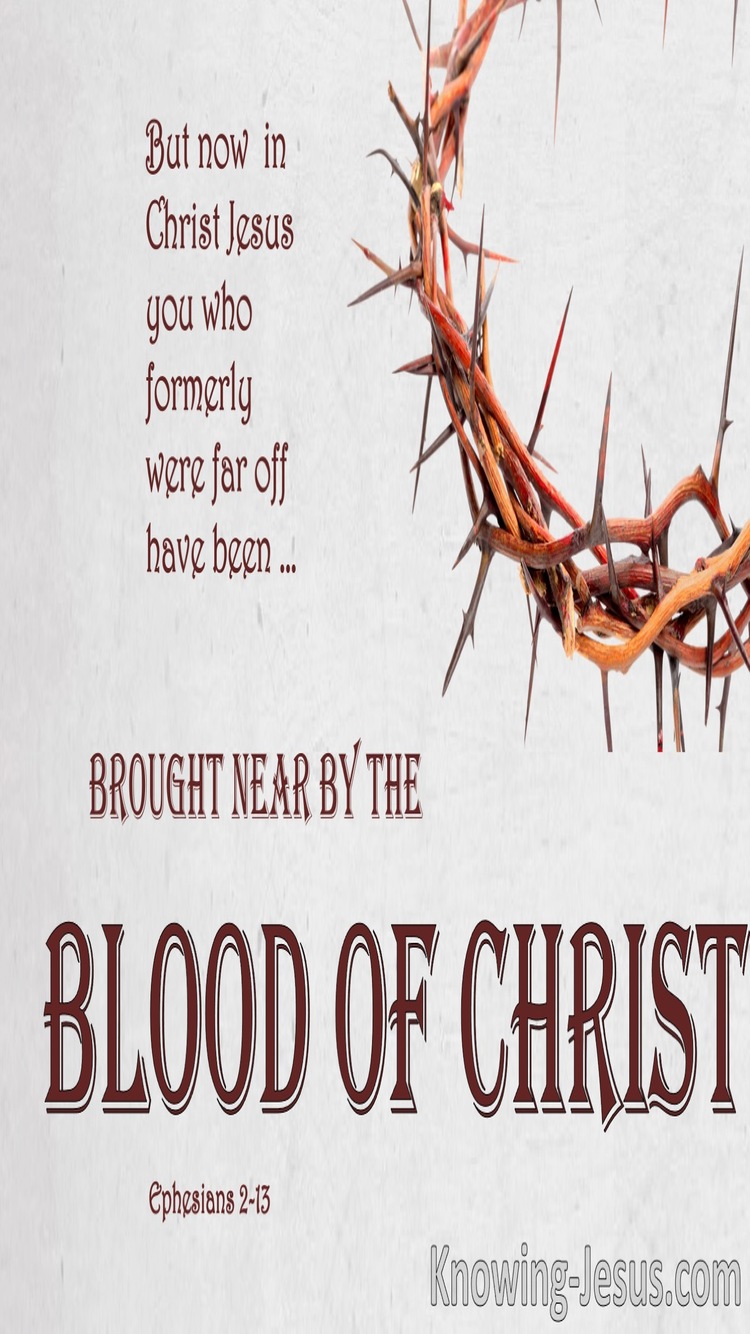 Ephesians 2:13 Brought Near By The Blood Of Christ (gray)